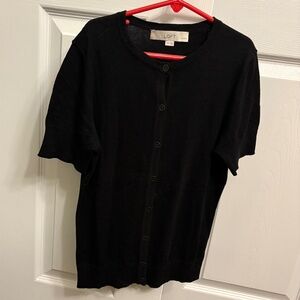 LOFT Petite Black Short Sleeve Cardigan, Size XXS Petite